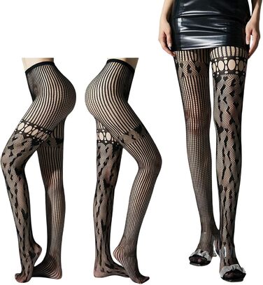 Чорні мереживні панчохи-сітки до стегна CYQDMDSM (4 шт.)