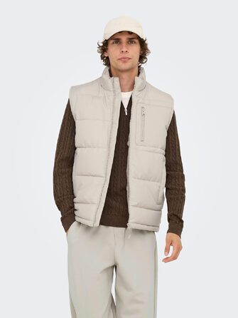 Чоловічий стібаний жилет Only & Sons Onsjake Quilted Vest Otw, сріблястий