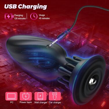 Вібратор для анусу з керуванням через додаток, 9 режимів вібрації, для жінок та пар, стимулятор простати, силіконовий анальний плагін