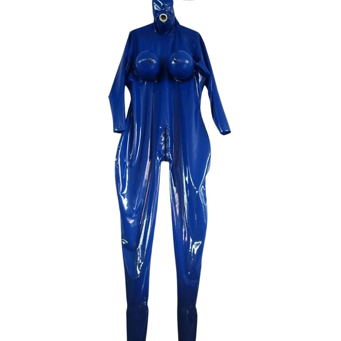Костюм для косплею з латексу та гуми, костюм для косплею з надувною грудьми, костюм фетиш, індивідуальне замовлення, блакитний M