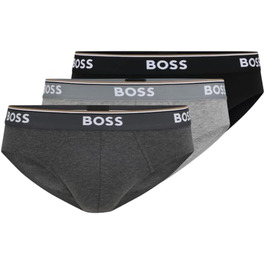Труси чоловічі BOSS 3P Power з бавовни з логотипами на поясі, сірі/антрацитові/чорні (XXL)