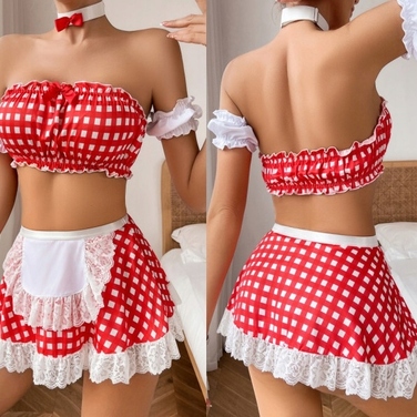 Еротичний костюм покоївниці Maid Dress, червоний, р. S
