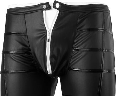 Боді з екошкіри для чоловіків Maeau, блискучий catsuit, леотард, комбінезон, клубний одяг, костюм, шкіряні шорти, мокра шкіра, жилет, для Хелловіну, косплей, чорний, розмір 3, 38