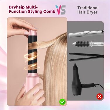 Мультифункціональний стайлер для волосся 5 в 1 Dryhsip: фен-щітка, вирівнювач, автоматична плойка та круглі щітки, 3 температурні режими (Кораловий)