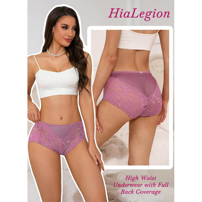 Слідки жіночі мереживні безшовні з високою талією, великі розміри (S-4XL), 6 шт. в наборі (чорний/бірюзовий/червоний/синій/фіолетовий/нюд)