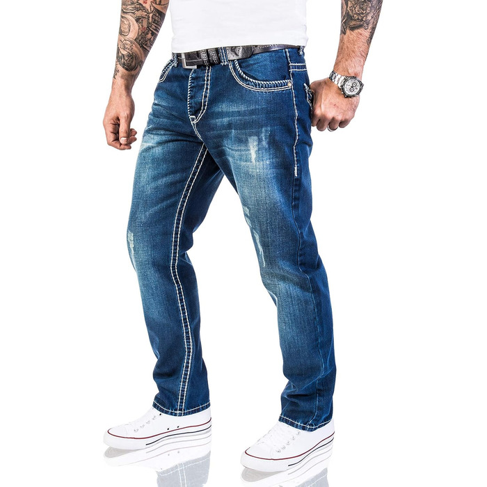 Чоловічі джинси Rock Creek Denim M33 з товстими швами, сині, розмір 32W / 30L