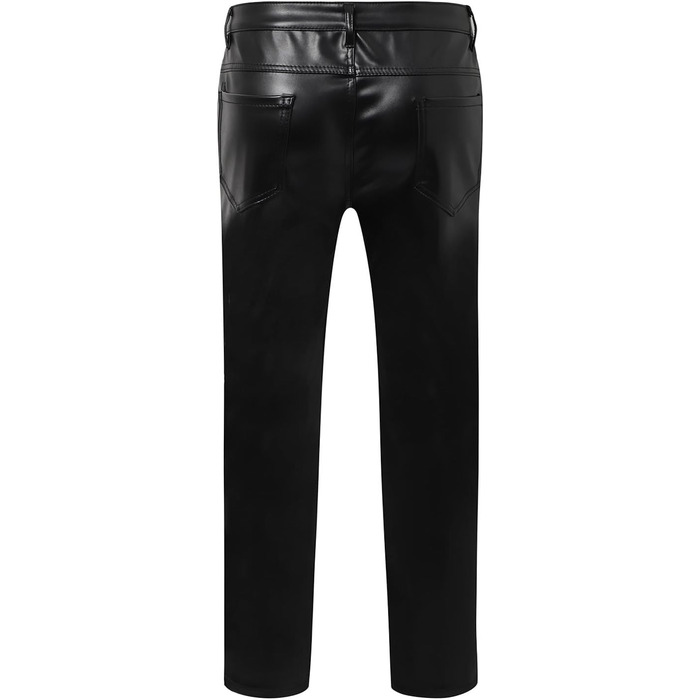 Чоловічі штани-легінси з еластичної шкірозамінної тканини Wetlook, Slim fit, для мотоциклів, вечірок, клубів (M, Чорний)