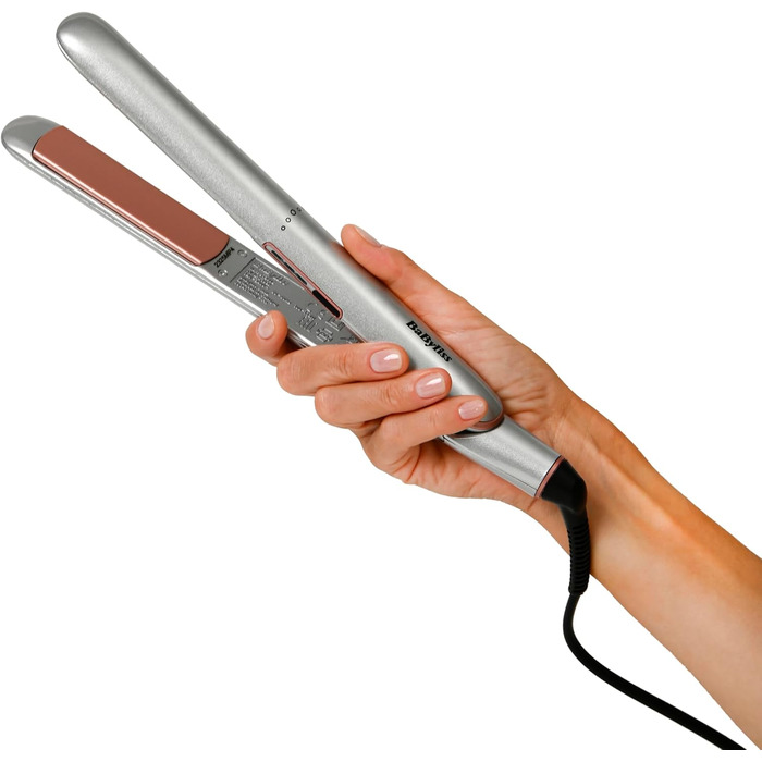 Випрямляч для волосся BaByliss Cosmos ST260E з керамічним покриттям, 3 режими температури (180–235°C), сріблястий/темно-сірий