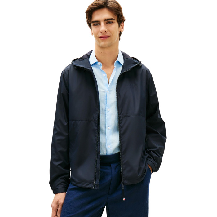 Чоловіча вітрівка Tommy Hilfiger з капюшоном, спортивна куртка (XS, Blue Desert Sky)
