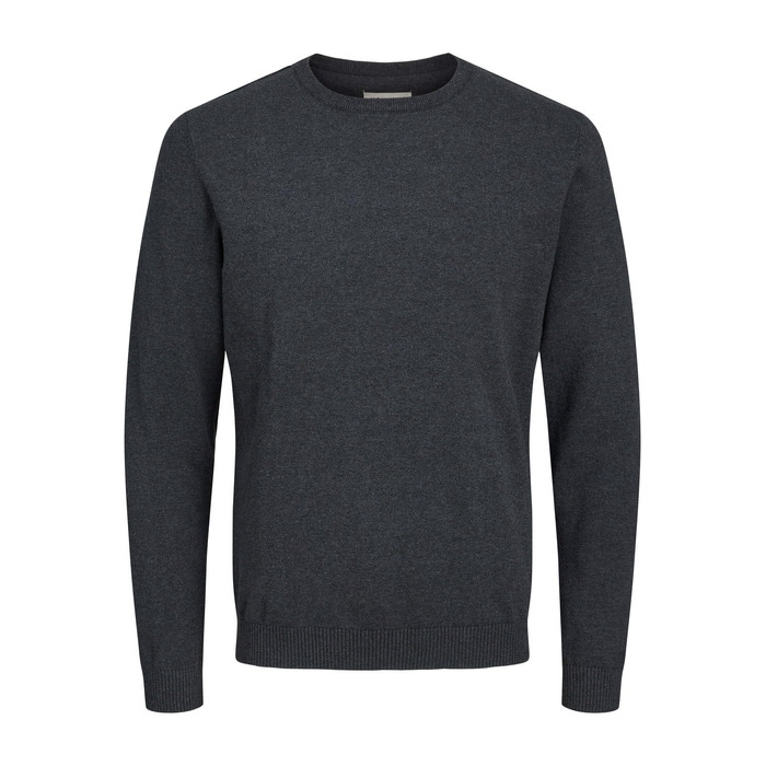 Чоловічий трикотажний джемпер Jack & Jones JJ Basic Knit Crew Neck Noos, темно-сірий меланж, розмір L