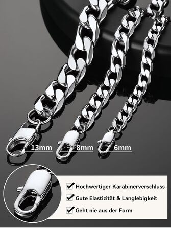 Сталевий браслет-ланцюг Panzer (кубинський) ChainsHouse для чоловіків та жінок, сріблястий, 8 мм, довжина 19 см