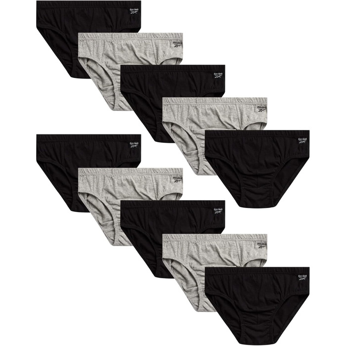 Труси чоловічі Reebok (10 шт.) Low Rise з контурним кишеньком, M, чорний/сірий