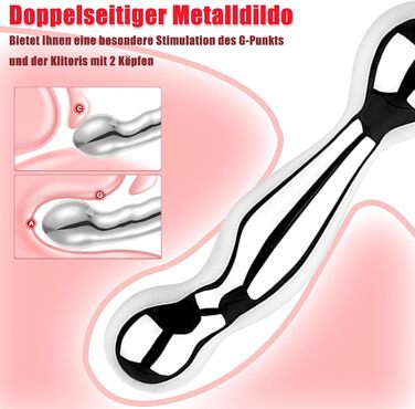 Анальний дildo з нержавіючої сталі з подвійним наконечником для масажу простати. Іграшка для дорослих, для жінок та чоловіків.