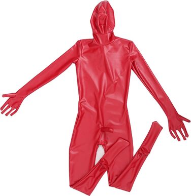 Чоловічий комбінезон з латексу червоного кольору для вечірок та сценічних виступів