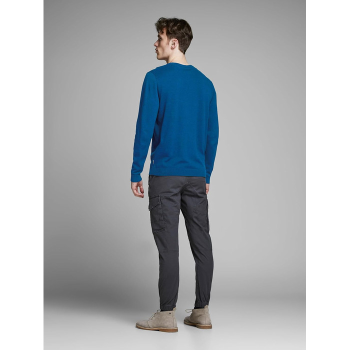 Чоловічий в'язаний светр Jack & Jones однотонний, синій (Classic Blue), розмір S