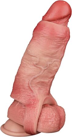 Реалістична секс-іграшка для чоловіків: пеніс-манжета з текстурою вен, шкіряного кольору, з кільцем для яєчок, для уповільнення еякуляції
