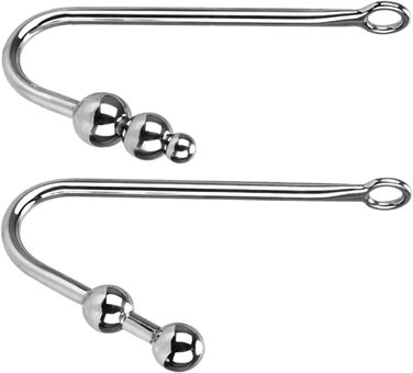 Анальний плуг з нержавіючої сталі з гачком та перлами для вагінального масажу простати, анальний плуг для жінок та чоловіків. Іграшки для дорослих, 3 кульки