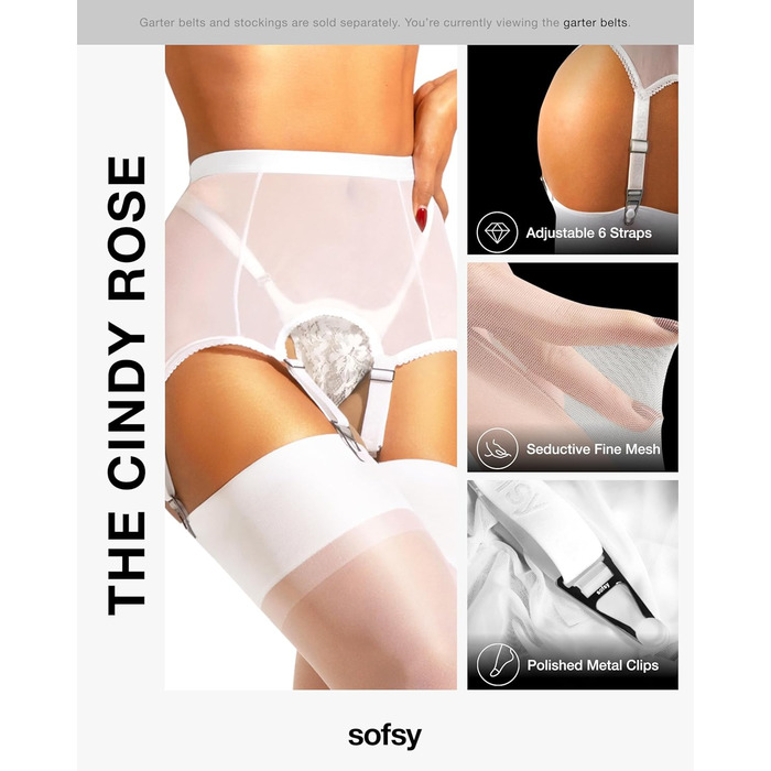 Шовкові панчохи Softy Strapsstrümpfe для ремінця, білі, розмір L