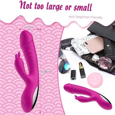 Вібратор силіконовий для G-точки з 10 режимами вібрації, нагріванням, для жінок. Кролик, Dildo, Рожевий