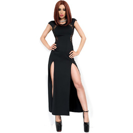 Чорна довга вечірня сукня Chilirose з розрізом та мереживом, еластична, для жінок, розмір S