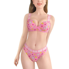 Піжамний комплект LittleForBig для жінок: топ-камізол та танга з бюстгальтером-бралеткою, спортивний стиль, рожевий, XL