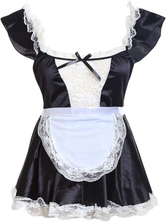 Костюм горничної для косплею: чорне мереживне плаття, сексуальна нічна сорочка, комплект нижньої білизни