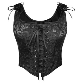 Корсет-жилет Steampunk SCARLET DARKNESS чорного кольору з мереживом, середньовічний стиль, розмір 38, жаккард
