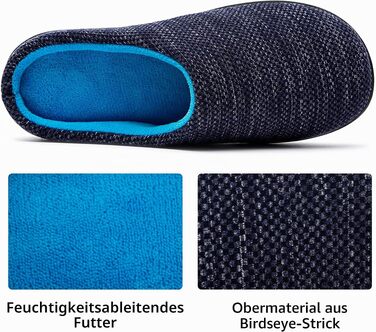 Жіночі домашні капці RockDove з ефектом пам'яті (Memory Foam), в'язка Birdseye, розмір 38/39 EU, колір Denim та небесно-блакитний