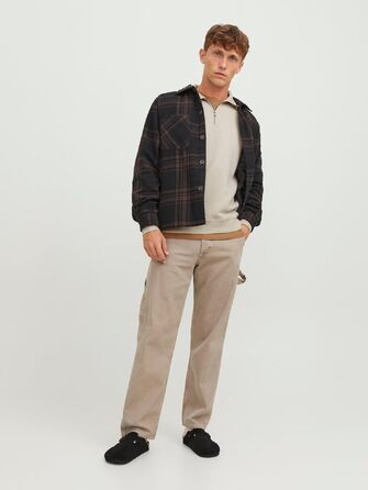 Чоловічий в'язаний кардиган Jack & Jones з чверть-застібкою на блискавці, однотонний, розмір XXL, колір Scarab