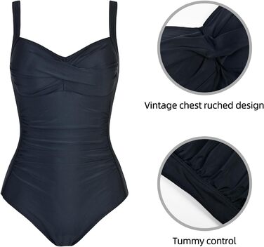 Чорний купальник для жінок з високою талією, push-up, великі розміри, модель monokini з рюшами, витончений дизайн