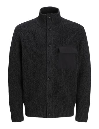 Чоловічий в'язаний кардиган Jack & Jones Jcomace Knit, чорний (Asphalt)