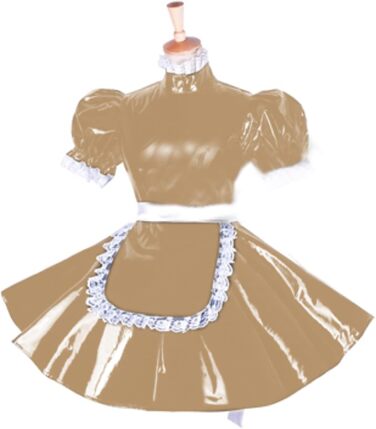 Костюм служниці, косплей, сукня з ПВХ, коротке вбрання, великий розмір, сукня Сісі, світло-коричневий, XXL