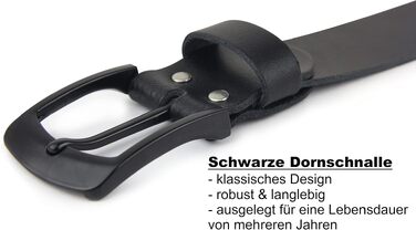 Чоловічий шкіряний ремінь Made in Germany, натуральна шкіра, 4 см, чорний, довжина 110 см (пояс 95 см)