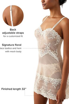 Нічна сорочка-сукня Wacoal Embrace з мереживом, 46 розмір, білий колір