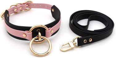 Чокер Lalatia з кільцем на шиї: шкіряний чокер для жінок (рожевий, чорний, золотий)
