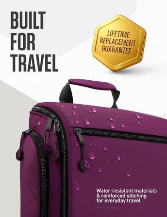 Дорожня косметичка Venture 4TH Premium з підвісом для жінок та чоловіків, розширювальна сумка для косметики, макіяжу та аксесуарів з прозорим TSA-відсіком, Фіолетова
