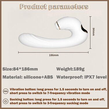 Вібратор Rabbit Silikon Dildo з 7 режимами вібрації та 3 режимами насосу для жінок, білий