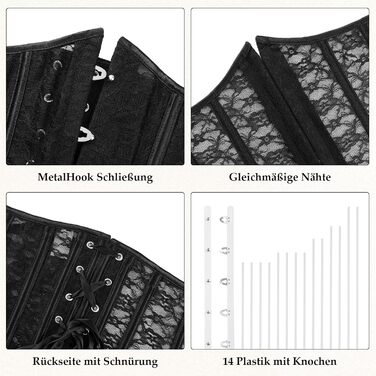 Корсет-сідер TRIWORK Korett Corage з мереживом, чорний, S - для Halloween та карнавалу