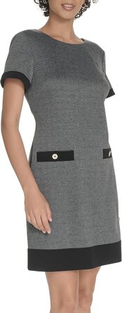 Сукня Tommy Hilfiger жіноча коротка рукав Scuba Crepe Trim Shift 40 Чорна/Сіра