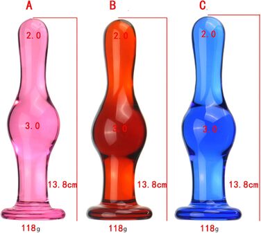 Скляний анальний дildo Hrekssi з різьбленням, 13,8 см, набір 3 шт. для масажу простати та стимуляції