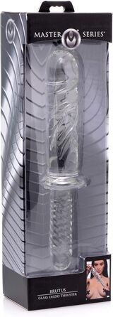 XR Brands Master Series Brutues: XL скляний дилда з насічками та зручним захопленням - прозорий