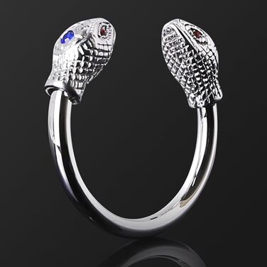 Чоловічий пеніс-кільце з двома зміїними головами, срібло, 30 мм