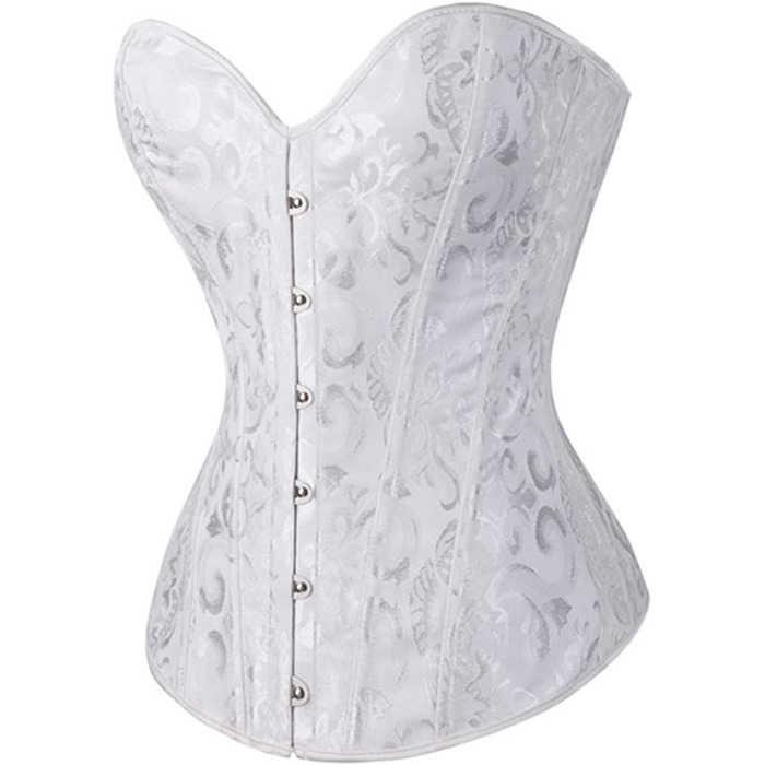 Корсетний топ CSKJ для жінок: готичний, вінтажний корсет, годинниковий корсет, повний бюст, зручний корсет, нижня білизна, корсет для вечірки, карнавалу, костюмів (Vampir, Steampunk, Piratenkostüm), 5XL, білий