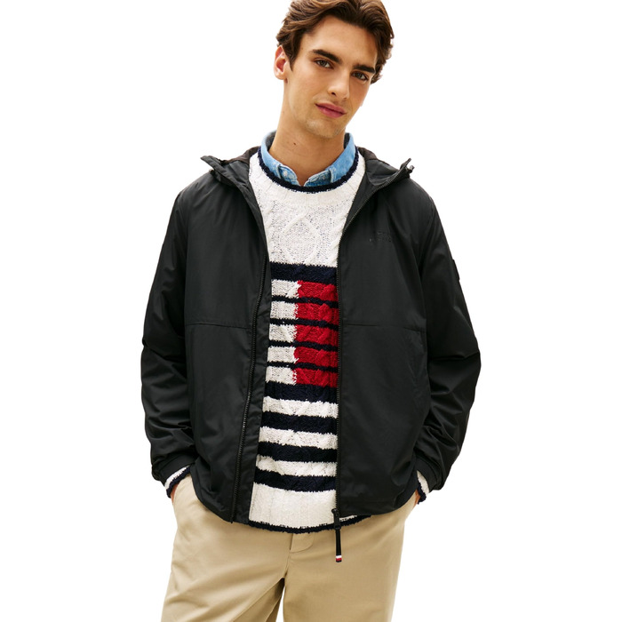 Чоловіча вітрівка Tommy Hilfiger з капюшоном, спортивна куртка, чорна, розмір L