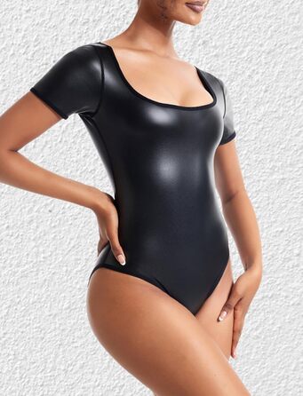 Комбінезон-боді з PU шкіри FEOYA для жінок, облягаючий, мокрий ефект, клубний стиль, 4XL