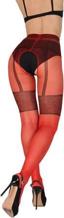 Шкарпетки BANANALU з візерунком, відкритий крок, 20 Den (M, Червоний)