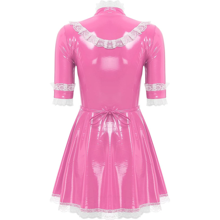 Костюм покоївки Freebily з лакованої шкіри, рожевий, для карнавалу/Хелловіну, розмір XXL
