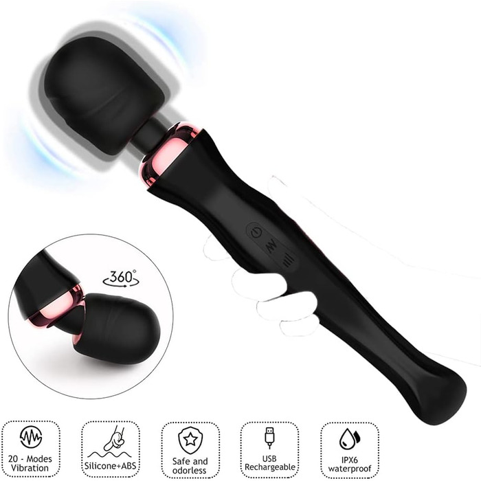 Силіконовий вібратор Xuomt для жінок: анальний, вагінальний, масажер клітора та G-spot. 20 режимів, водонепроникний, 32 см.