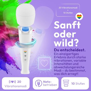 Вібратор-масажер Magic Wand для жінок – 20 режимів, 10 інтенсивностей, бездротовий, з силіконовою головкою, для кліторального масажу, секс-іграшка для пар та індивідуального використання (білий)