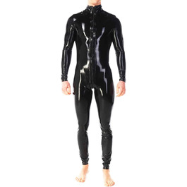 Латексний комбінезон для чоловіків YXFHHY: чорний, цільнотілий, з довгим рукавом, на блискавці, для вечірок та клубів